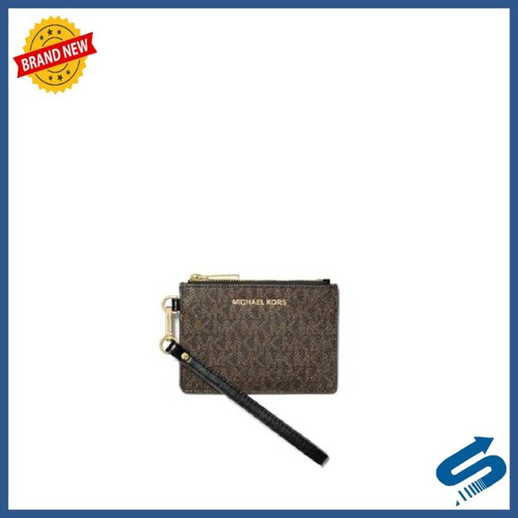 Signature Canvas Coin Wristlet with Card Slots & Zip Pouch